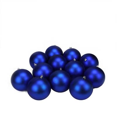 12ct Matte Lavish Blue Shatterproof Christmas Ball Ornaments 4" (100mm)