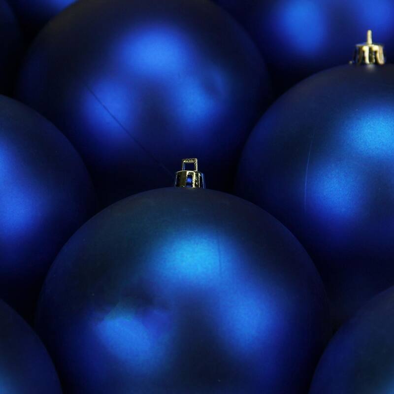 12ct Matte Lavish Blue Shatterproof Christmas Ball Ornaments 4" (100mm)