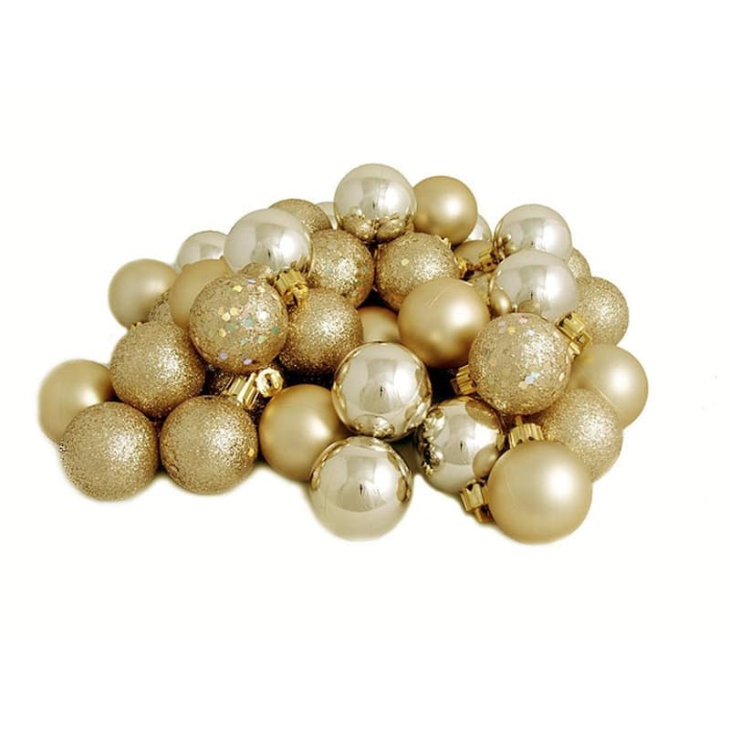 24ct Champagne Gold Shatterproof 4-Finish Christmas Ball Ornaments 2.5" (60mm)
