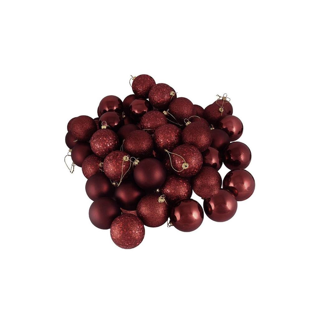 24ct Shatterproof 4-Finish Christmas Ball Ornaments 2.5" (60mm).