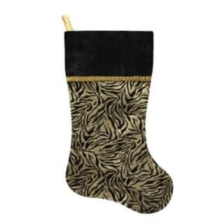 20 black and gold metallic zebra print christmas stocking with shadow velveteen cuff - Black Christmas Stocking 20 black and gold metallic zebra print christmas stocking with shadow velveteen cuff - Black Christmas Stocking