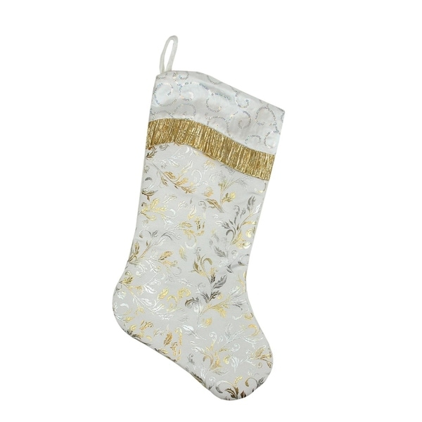 205 metallic silver and gold ombre flourish christmas stocking with wavy white sequin cuff - Gold Christmas Stocking 205 metallic silver and gold ombre flourish christmas stocking with wavy white sequin cuff - Gold Christmas Stocking