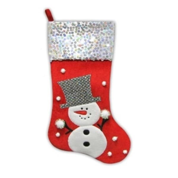 205 red and white snowman embellished and embroidered christmas stocking with sequined cuff - Embroidered Christmas Stocking 205 red and white snowman embellished and embroidered christmas stocking with sequined cuff - Embroidered Christmas Stocking