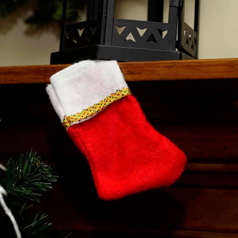 Pack of 6 Traditional Mini Christmas Stockings with Gold Glitter Pen - 5.25"