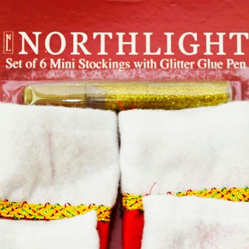Pack of 6 Traditional Mini Christmas Stockings with Gold Glitter Pen - 5.25"