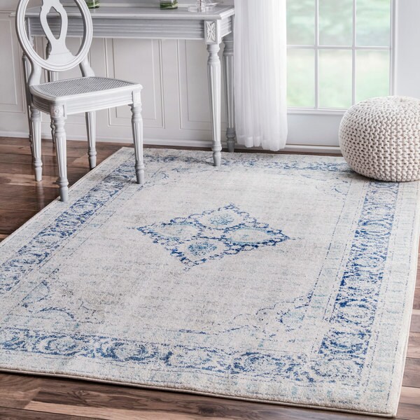 Shop nuLOOM Vintage Flower Medallion Light Blue Area Rug ...