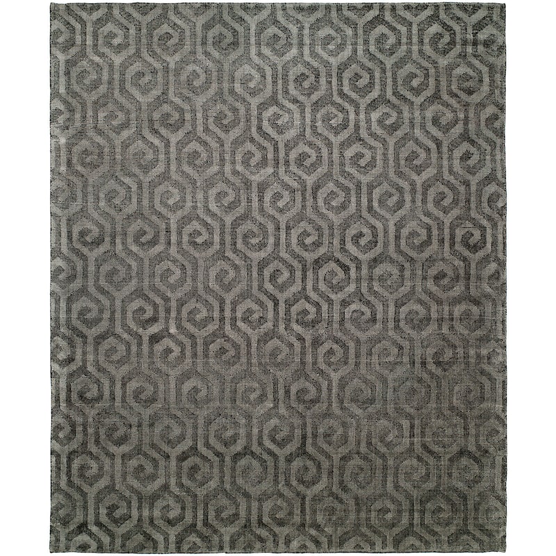 Modern Pewter Handmade Area Rug