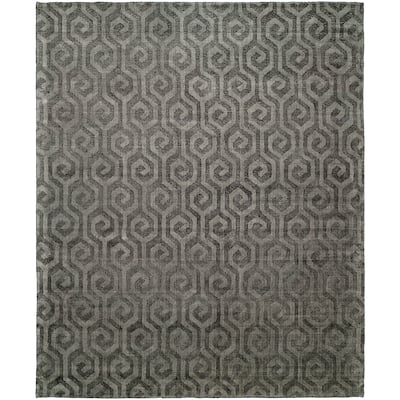 Modern Pewter Handmade Area Rug