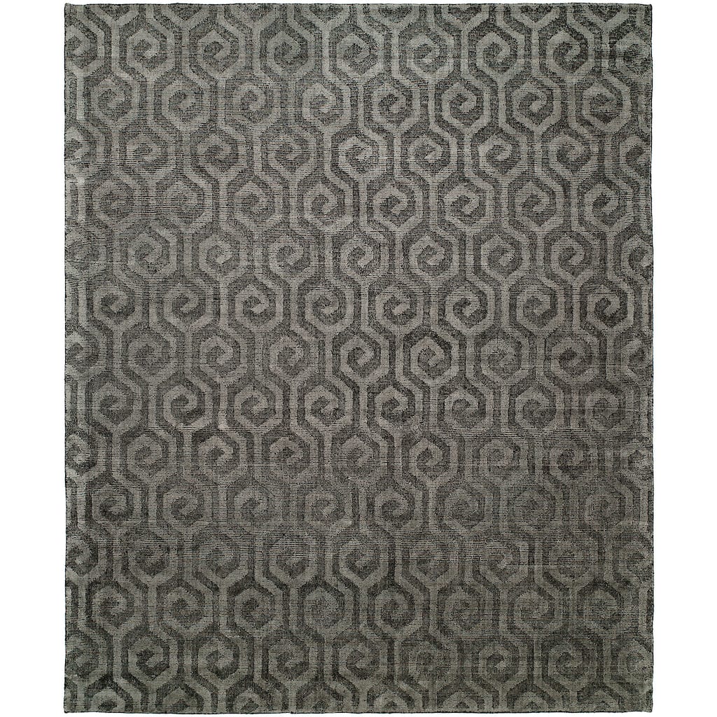 Modern Pewter Handmade Area Rug