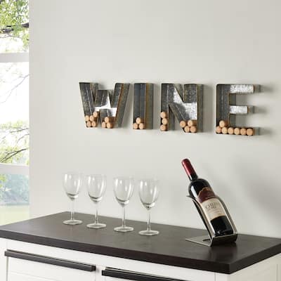 Danya B. Wall Mount WINE Letter Set for Corks - Galvanized Sheet Metal