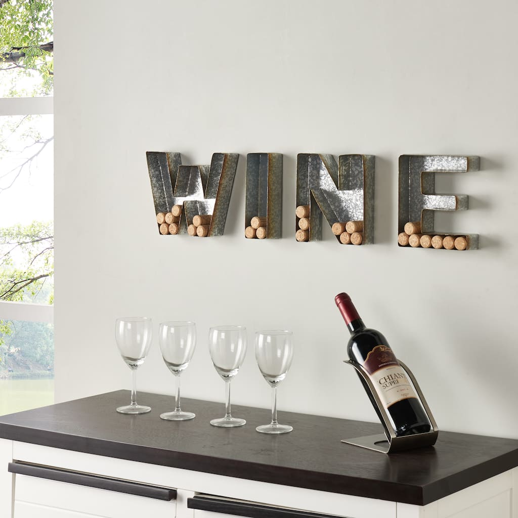 Danya B. Wall Mount WINE Letter Set for Corks - Galvanized Sheet Metal