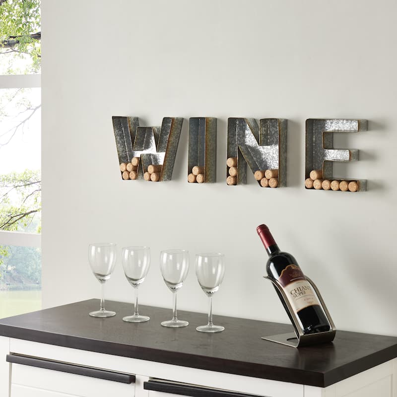 Danya B. Wall Mount WINE Letter Set for Corks - Galvanized Sheet Metal
