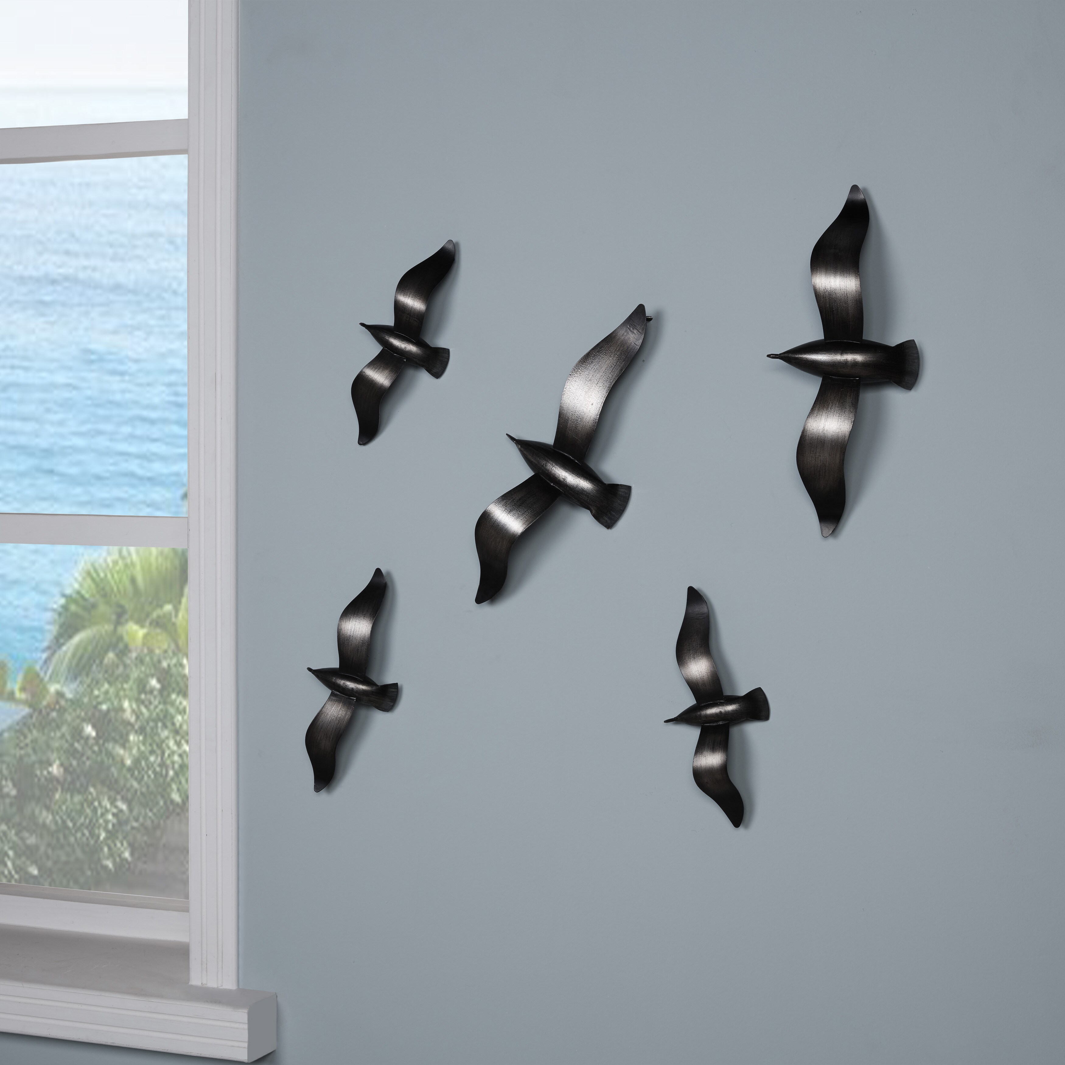Shop Danya B Set Of 5 Brushed Metal Wall Decor Flying Birds Overstock 17290652