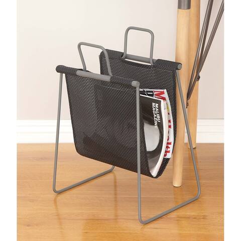 Contemporary 20 Inch Black Iron and Fabric File Holder by Studio 350