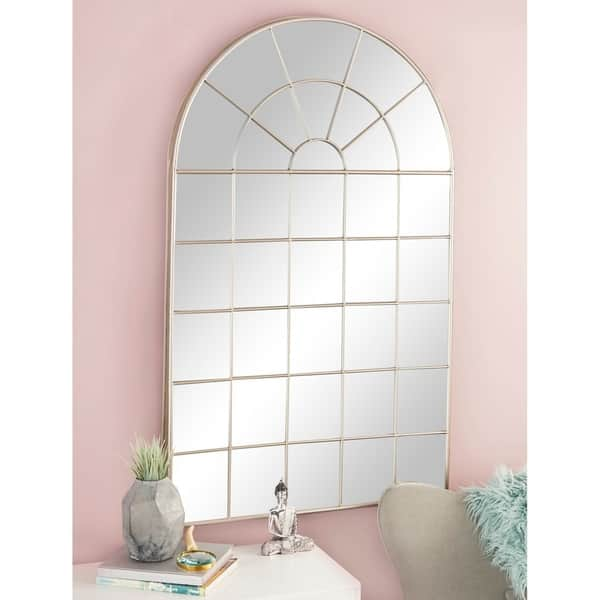 Shop Large Traditional Style Metal Arched Window Pane Mirror