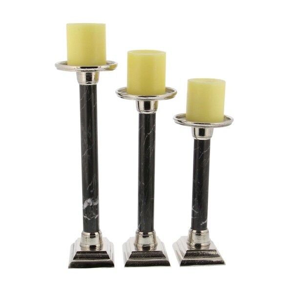Studio 350 Aluminum Candle Holder Set of 3, 10 inches, 12 inches, 14 inches high