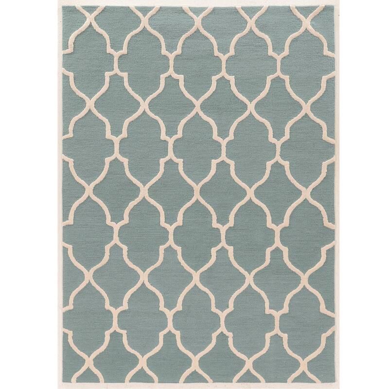 Hand-Tufted Trio Geo Rug Collection - 8' x 10' - Turquoise