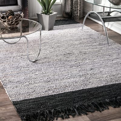 Nuloom Hand-woven Leather/ Cotton Tassel Area Rug