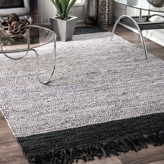 Nuloom Hand-woven Leather/ Cotton Tassel Area Rug