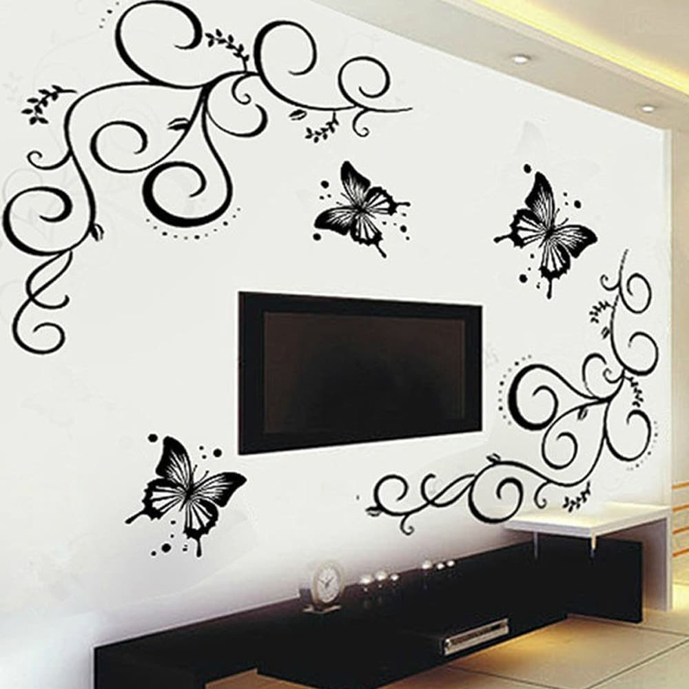 Butterfly Vine Flower Wall Decal