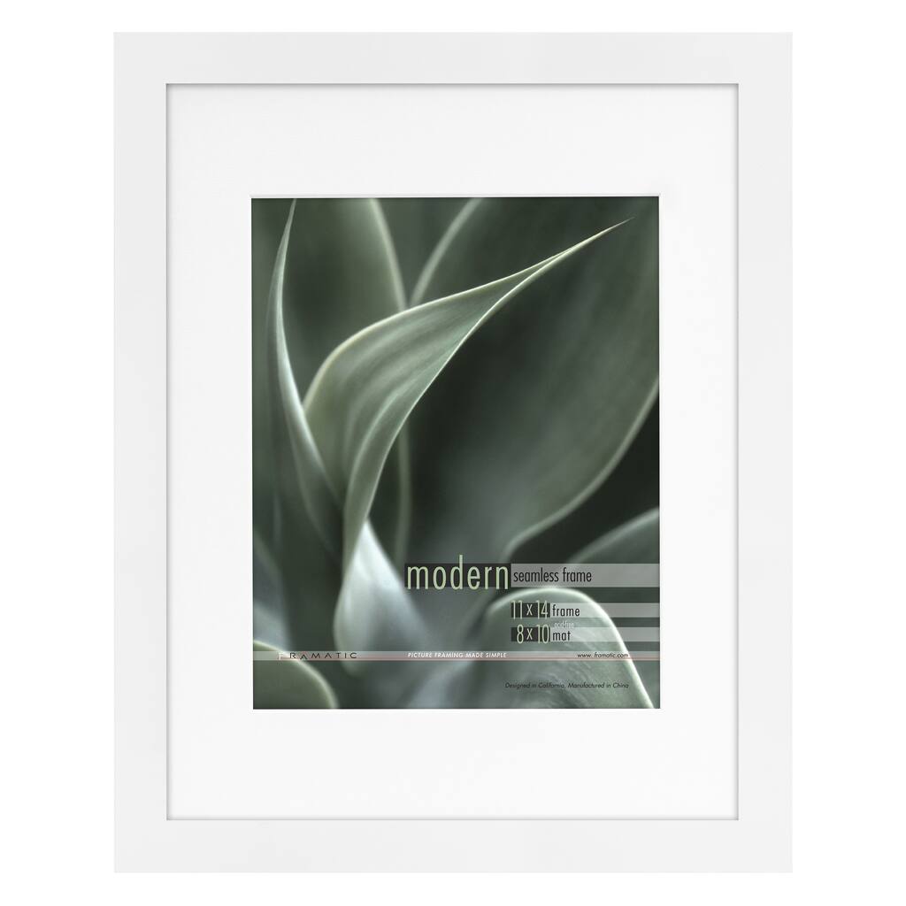 Modern White 11x14 Picture Frame matted for 8x10 Photo