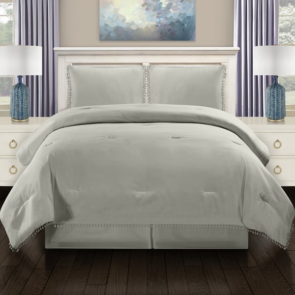 Superior All Season Down Alternative Pom-Pom Fringe Comforter Set