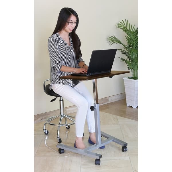 Shop Airlift Tilting Mobile Laptop Computer Desk Cart With Stopper