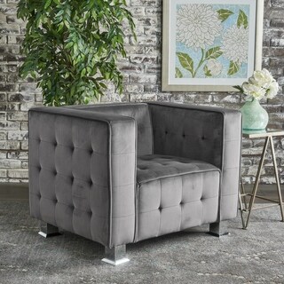 Christopher Knight Home Boden Tufted Modern Deco Velvet Armchair by  (Grey)