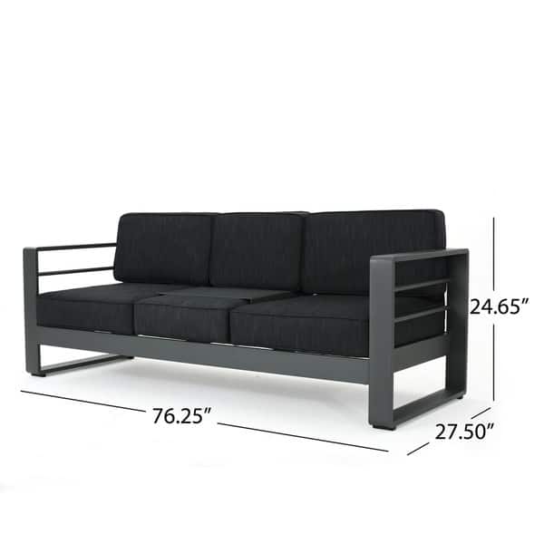 Cape Coral Cushioned Aluminum Outdoor Sofa with Tray by Christopher