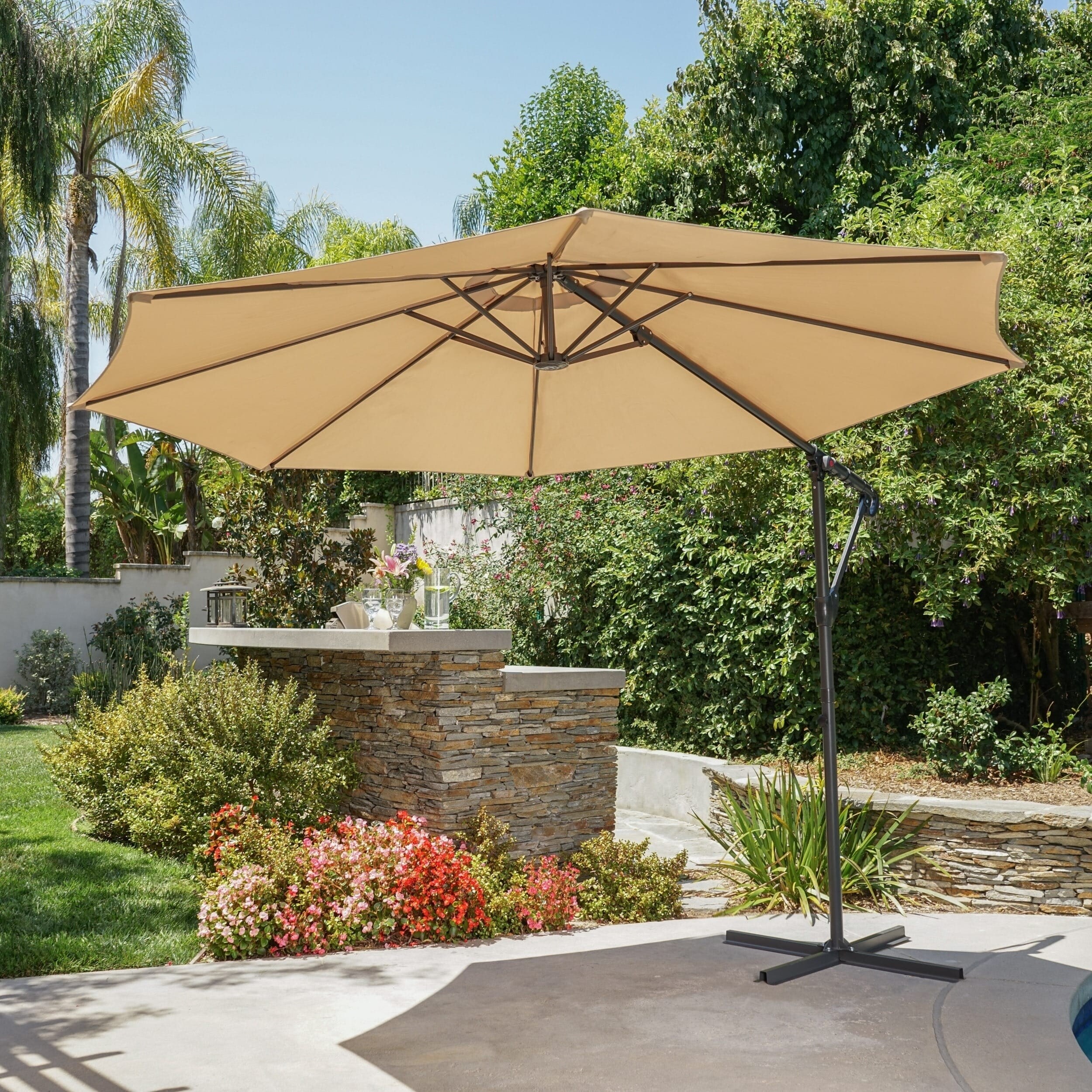 Shop Black Friday Deals On Stanley Outdoor 9 5 Foot Steel Canopy Umbrella By Christopher Knight Home Base Included On Sale Overstock 17292713