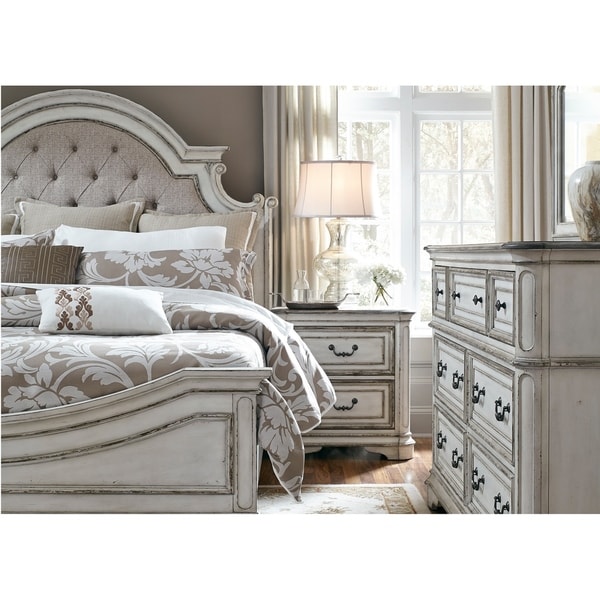 Magnolia Manor Antique White Arch Mirror - White/Oak/Off-White