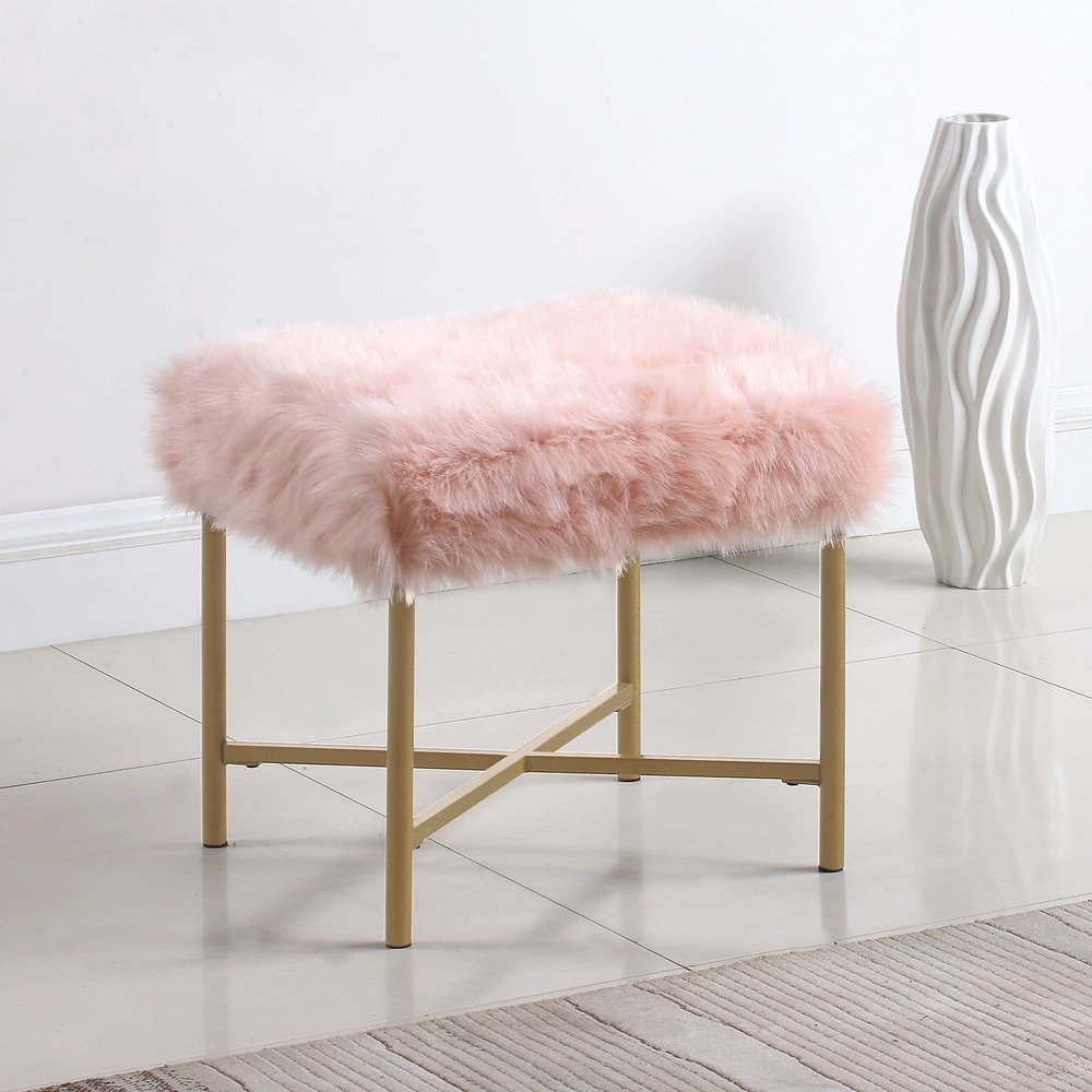 pink stool silver legs