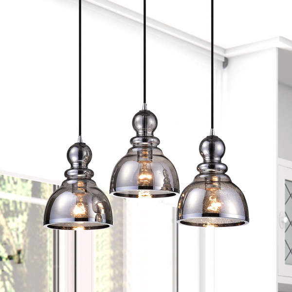 Alita Antique Black 3-light Smoked Bubble Glass Chrome ...