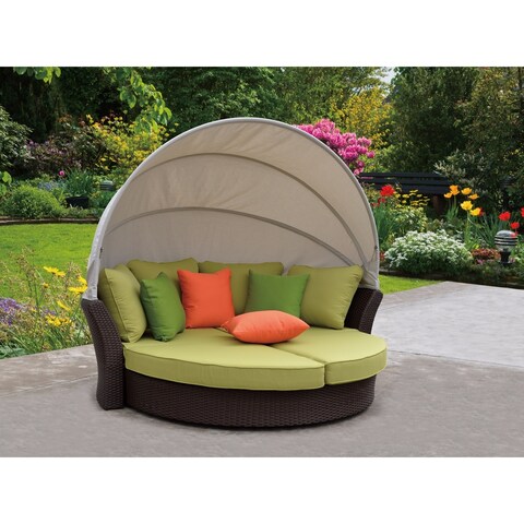 Courtyard Casual Green Eclipse Outdoor Expandable Daybed W/ Canopy