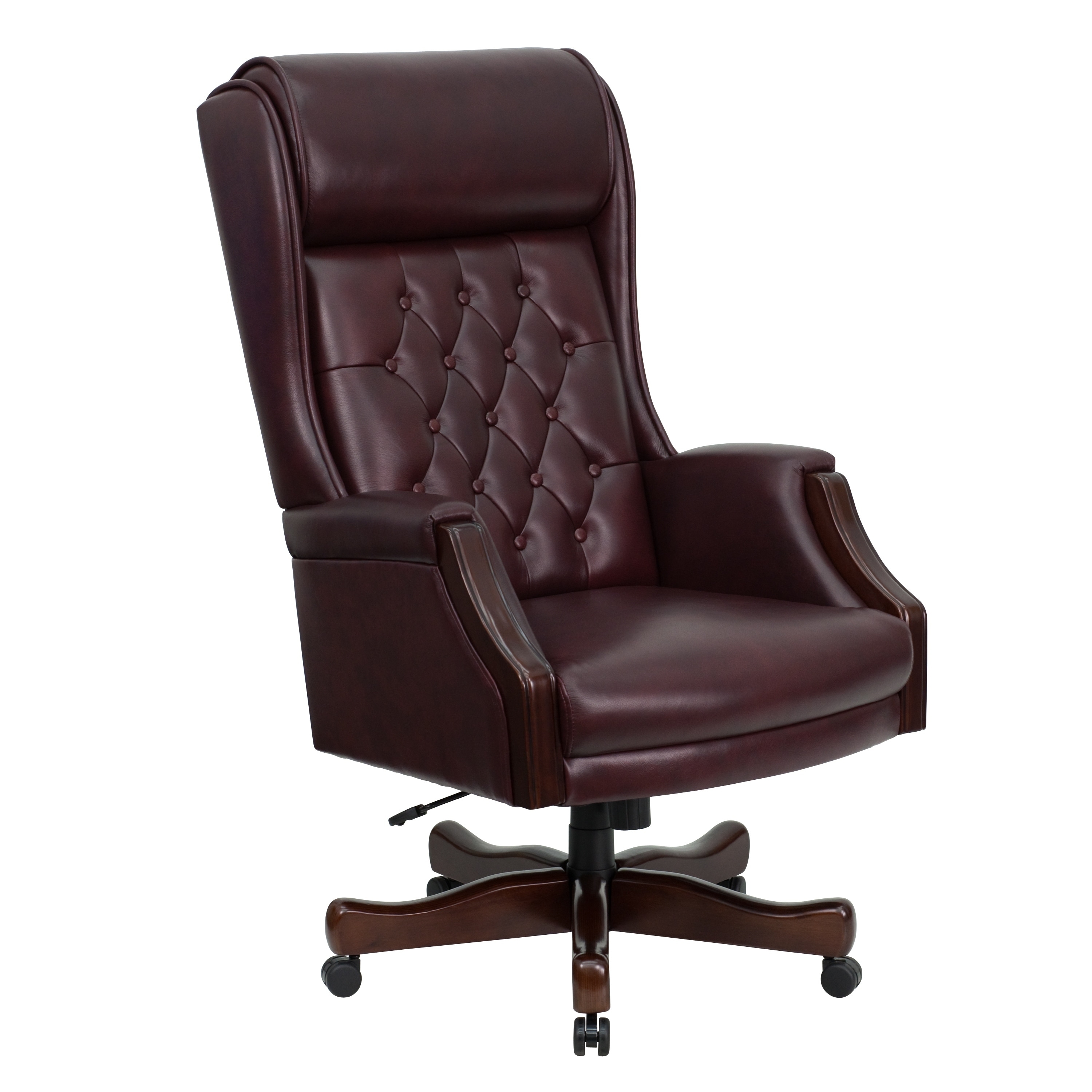 Shop Presidential High Back Tufted Burgundy Leather Adjustable