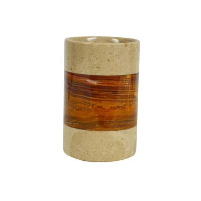 Polished Marble Tumbler, Desert Sand and Amber, Shower and Bathroom Accessory