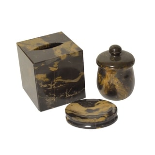 Shop Polished Marble 3-Piece Bath Set, Black and Brown ...