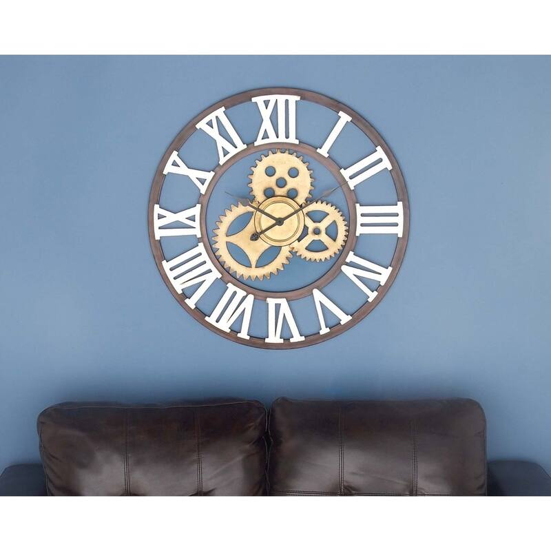 Brown Metal Gear Decorative Wall Clock