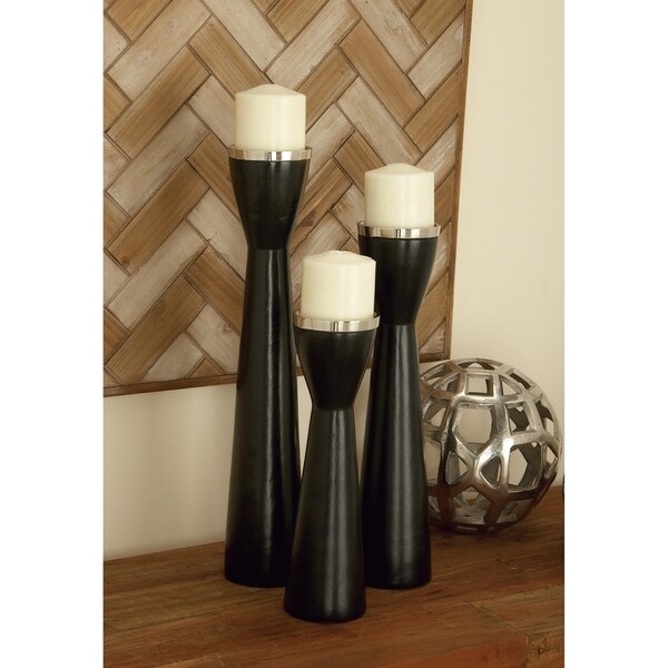 Studio 350 Wood Metal CandleHolders Set of 3, 12 inches, 15 inches, 18 inches high