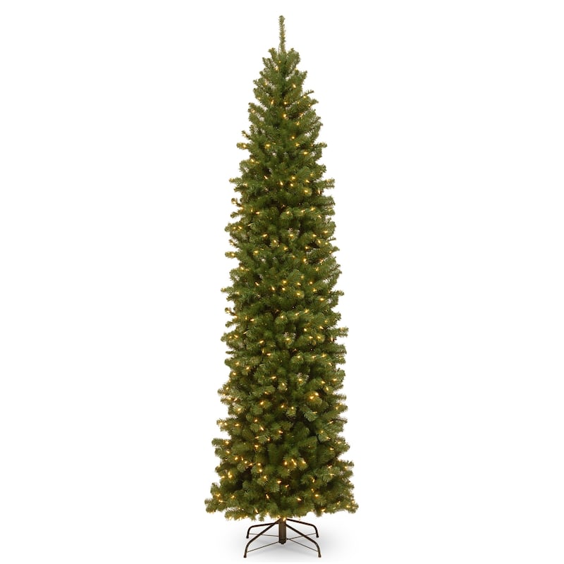 National Tree Company 10 ft. North Valley Spruce Pencil Slim Tree with Clear Lights - 10 Foot