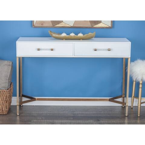 Modern 31 Inch Rectangular White 2-Drawer Console Table by Studio 350 - N/A