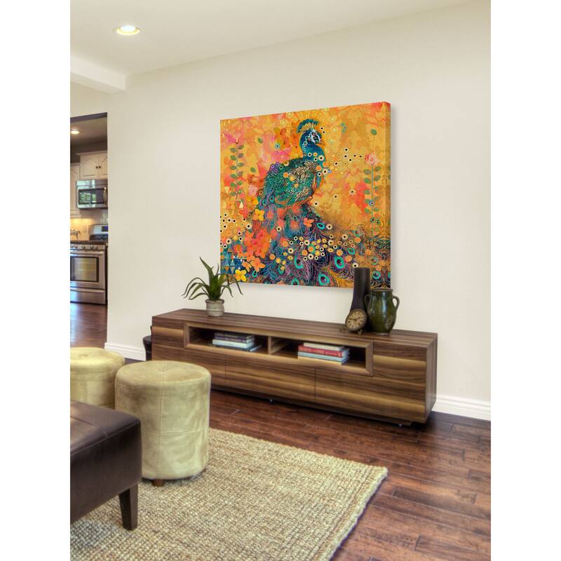 'Afrikarma Peacock' Painting Print on Wrapped Canvas - Multi-Color