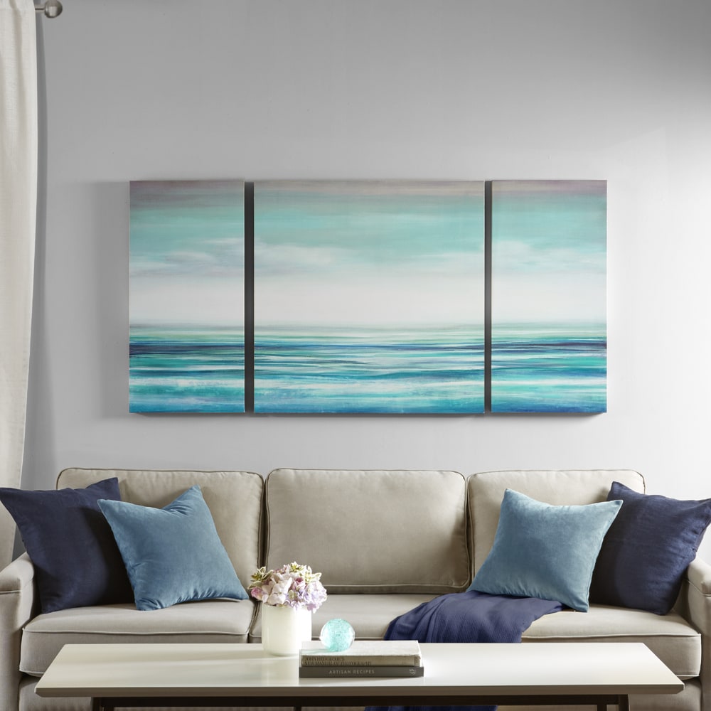 Shop Blue Cosmo 3 Piece Canvas Set Hand Embellished Textured