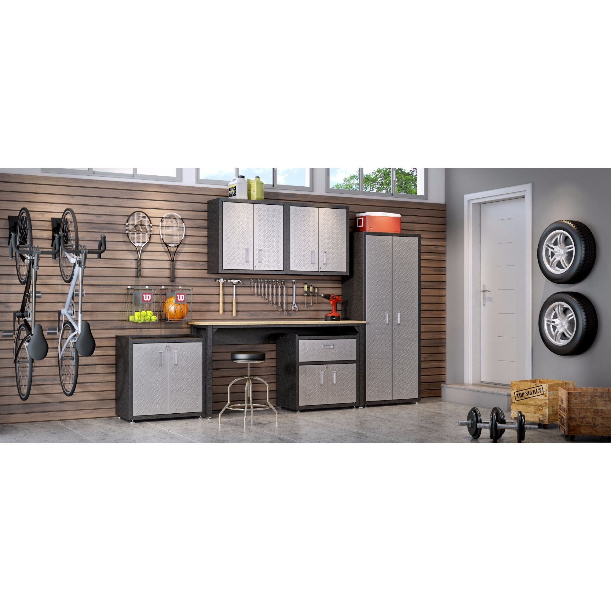 Inval Kratos 6-Piece Garage Storage System - Dark Grey