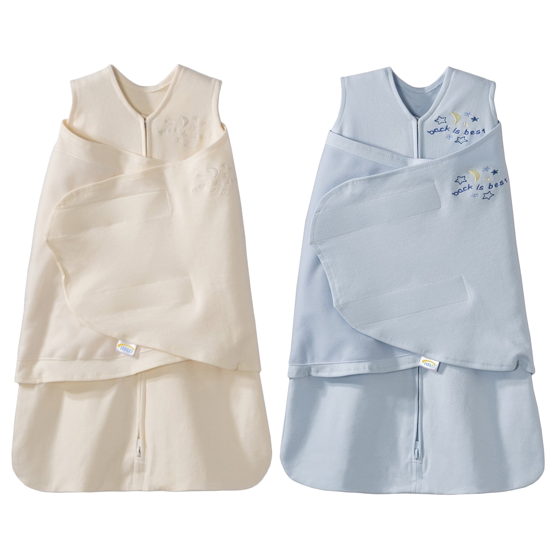 Halo Sleepsack 100 Cotton Swaddle Cream Blue Newborn 2 Pack Overstock 17333504