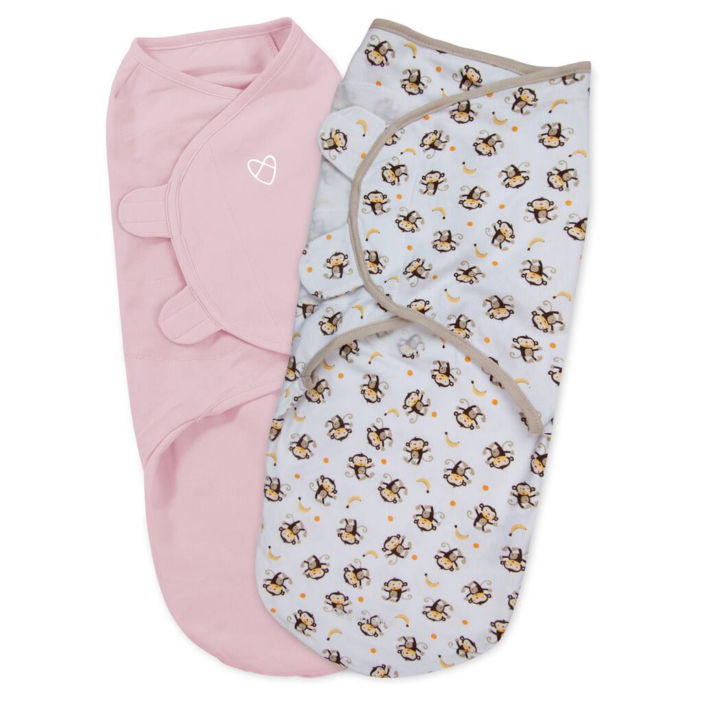 Summer Infant SwaddleMe 2-Pack, Monkey & Pink (Large)