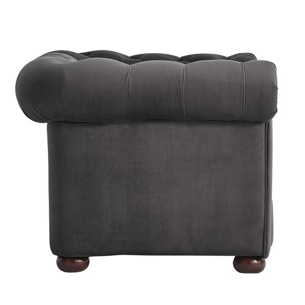 Shop Knightsbridge Velvet Tufted Scroll Arm Chesterfield Chair By
