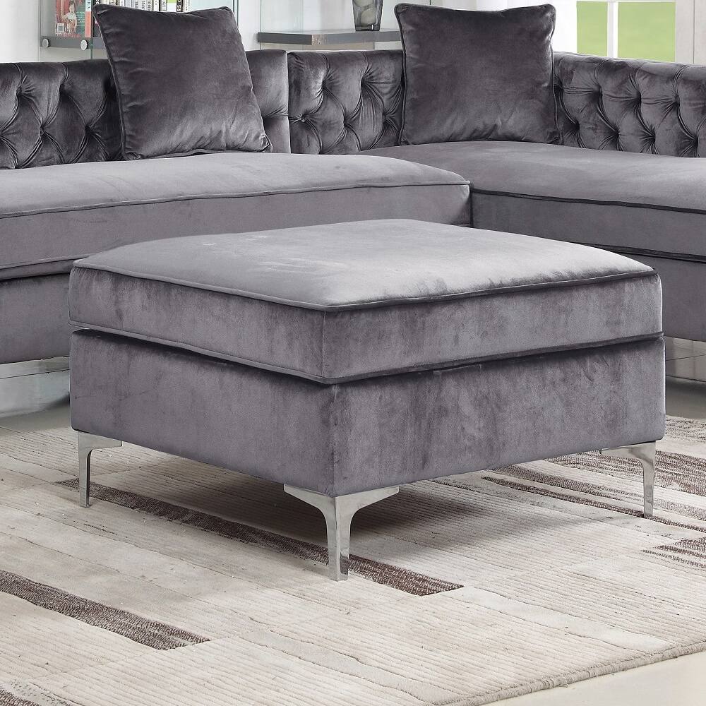 Chic Home Eliott Modern Contemporary Velvet Square Storage Ottoman