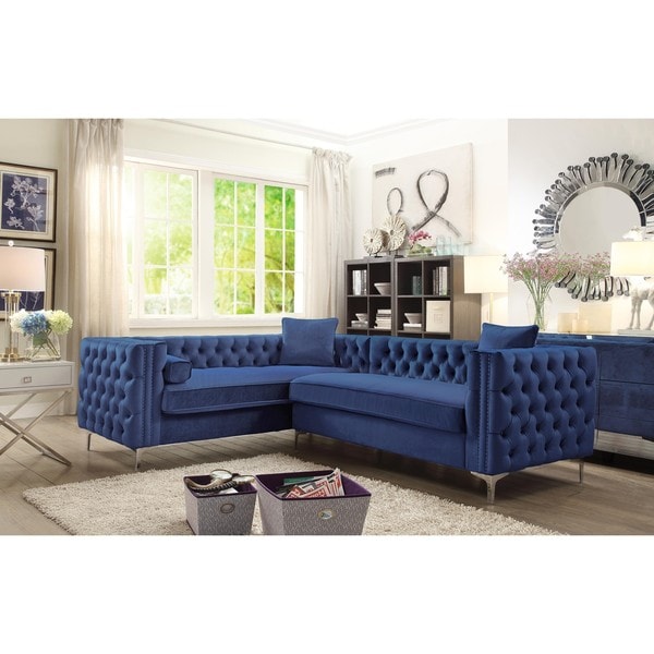 Chic Home Susan Elegant Velvet Deeply Tufted Left-facing Sectional Sofa
