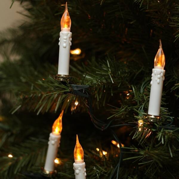 Shop Black Friday Deals On Set Of 10 Led Flicker Flame C5 Type Candle Clip On Christmas Lights Green Wire Overstock 17336688